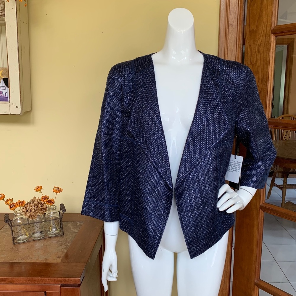 Worth New York Ink Navy Raffia Jacket